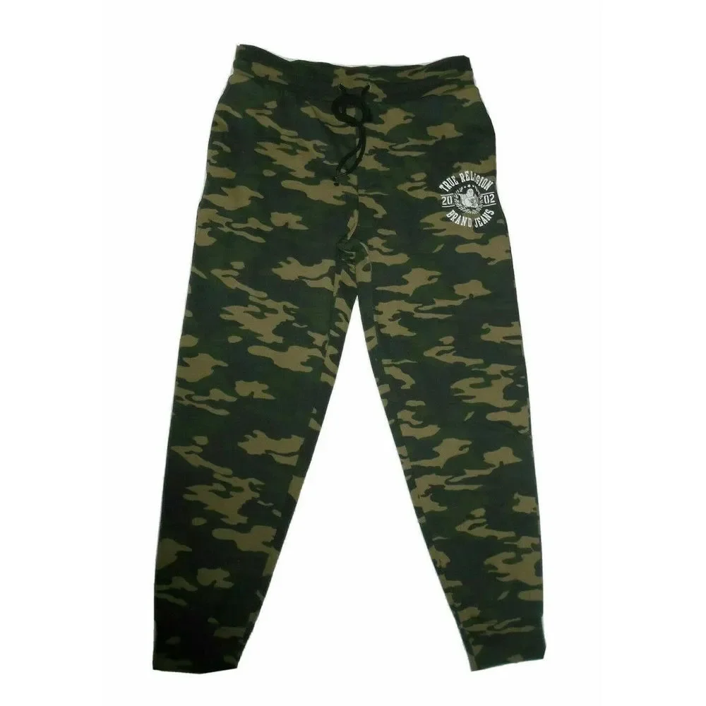 True Religion Camo Print Logo Jogger Pants Sweatpants Extra Large retail $99